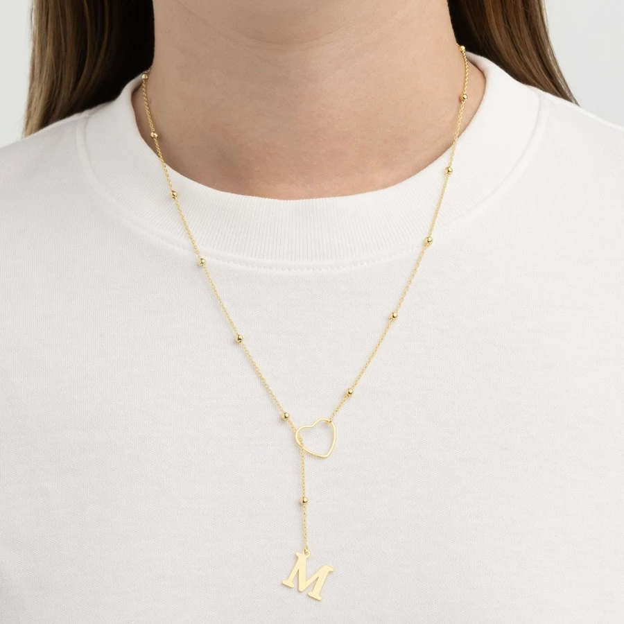 Conjunto Letra com Coração Folheado a Ouro — semijoia com folheado a ouro 18k