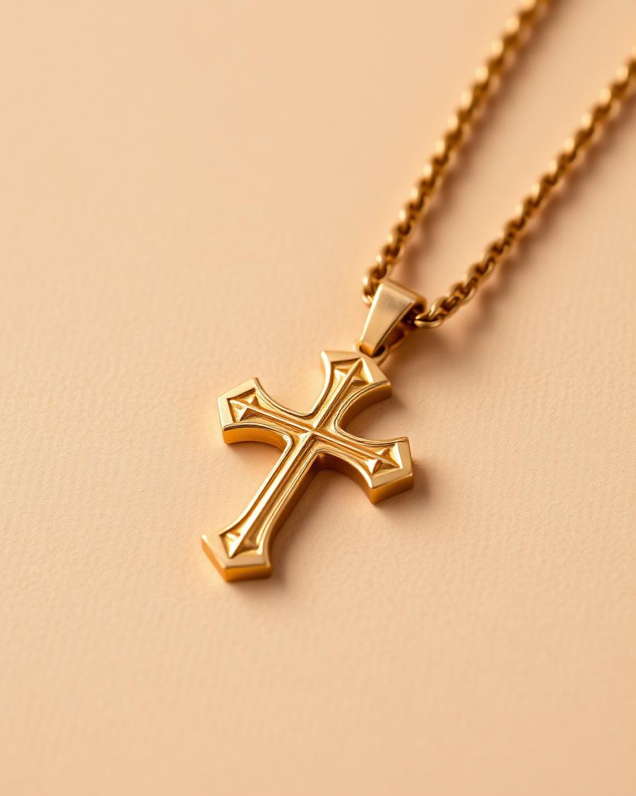 Pingente Cruz com Corrente — semijoia com folheado a ouro 18k